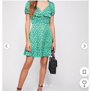 NWT Free People Bond Street Mini Dress in Green.  Size 6.
